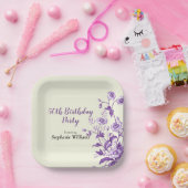 Lavender Wildflower Women's 50th Birthday Party ペーパープレート (パーティー)