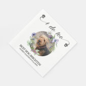 Lavender Wildflowers Frame Dog Photo Wedding スタンダードランチョンナプキン (角)