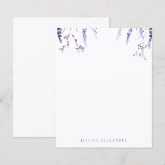 Lavender Wildflowers Personalized Stationery (正面/裏面)