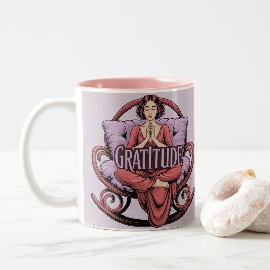 Lavender Wine Affirmation Meditation Mug ツートーンマグカップ (ドーナツ)