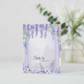 Lavender Wisteria Floral Arch QR Code Wedding 出欠カード (スタンド正面)