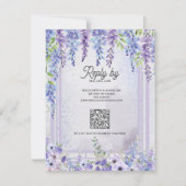 Lavender Wisteria Floral Arch QR Code Wedding 出欠カード (裏面)