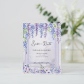 Lavender Wisteria Floral Arch Romantic Wedding 案内ポストカード (スタンド正面)