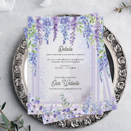Lavender Wisteria Floral Arch Wedding Details エンクロージャーカード