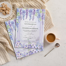 Lavender Wisteria Floral Arch Wedding Invitation 招待状