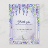 Lavender Wisteria Floral Arch Wedding Thank You ポストカード (正面)