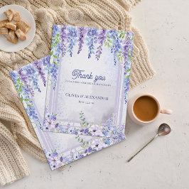 Lavender Wisteria Floral Arch Wedding Thank You ポストカード