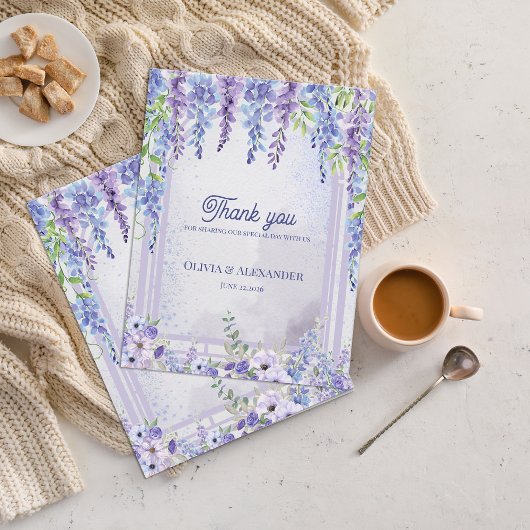 Lavender Wisteria Floral Arch Wedding Thank You ポストカード