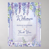 Lavender Wisteria Floral Arch Wedding Welcome ポスター (正面)