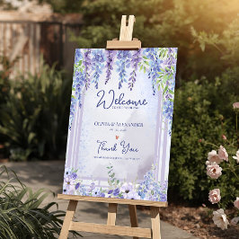 Lavender Wisteria Floral Arch Wedding Welcome ポスター