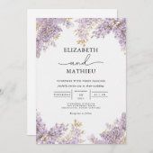 Lavender Wisteria Floral Wedding 招待状 (正面/裏面)