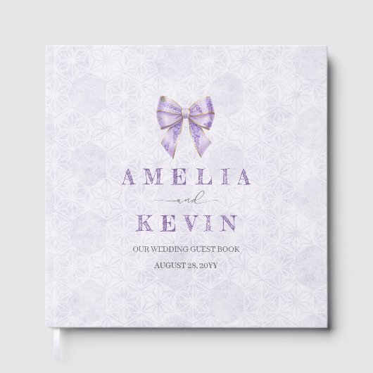 Lavender Wisteria Ribbon – Japanese-Inspired ゲストブック (正面)