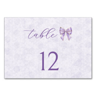 Lavender Wisteria Ribbon – Japanese-Inspired テーブルナンバー