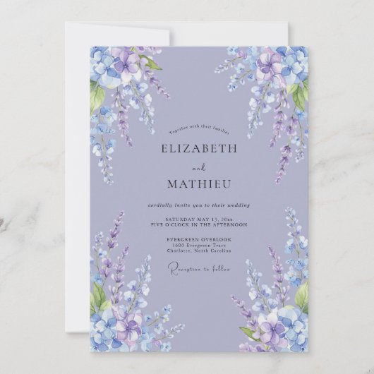 Lavender Wisteria Romantic Wedding 招待状 (正面)