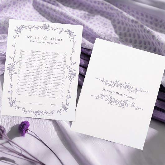 Lavender 'Would She Rather' Bridal Shower Game