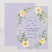 Lavender Yellow Airy Meadow Wedding 招待状 (正面/裏面)