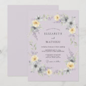 Lavender Yellow Enchanting Spring Wedding 招待状 (正面/裏面)