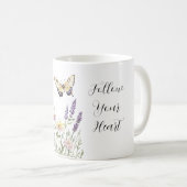 Lavender Yellow Flowers Butterfly コーヒーマグカップ (正面右)