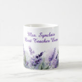 LavenderSpring Floral Best Teacher Elegant Script コーヒーマグカップ (中央)