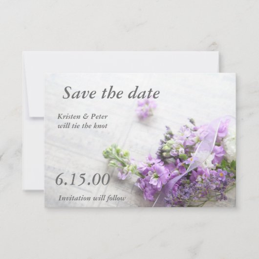 lavenderwith音楽の花は日付カードを救います セーブザデート (正面)