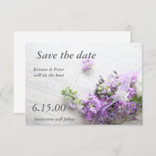 lavenderwith音楽の花は日付カードを救います セーブザデート (正面/裏面)