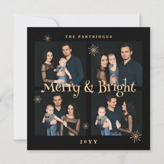 Lavish Black & Gold 4 Photos Collage Christmas  (正面)