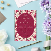 Lavish Crimson Blooms Wedding アクリル招待状 (インサイチュ (ウェディング))