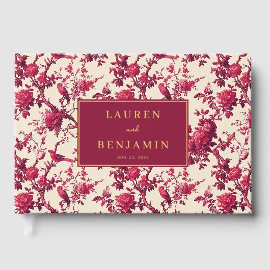 Lavish Crimson Blooms Wedding ゲストブック (正面)