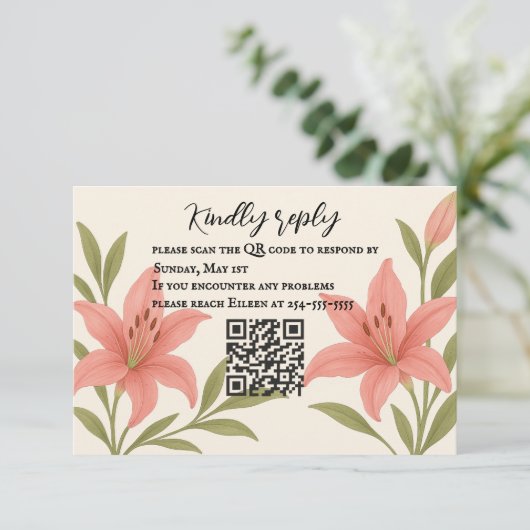Lavish Lily QR Code RSVP Card (スタンド正面)