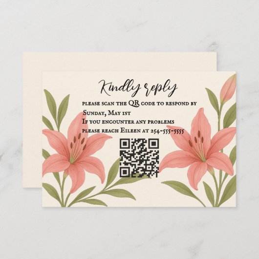 Lavish Lily QR Code RSVP Card (正面/裏面)