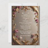Lavish Mulberry Tulip Gold Baroque Opulent Wedding 招待状 (正面)