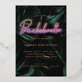 Lavish Tropical Palms | ネオンライト バチェラー・パーティー 箔招待状