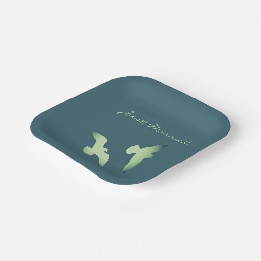 LavishlyOnスクリプエレガントトたった今結婚しましたシーグル ペーパープレート (傾斜あり)