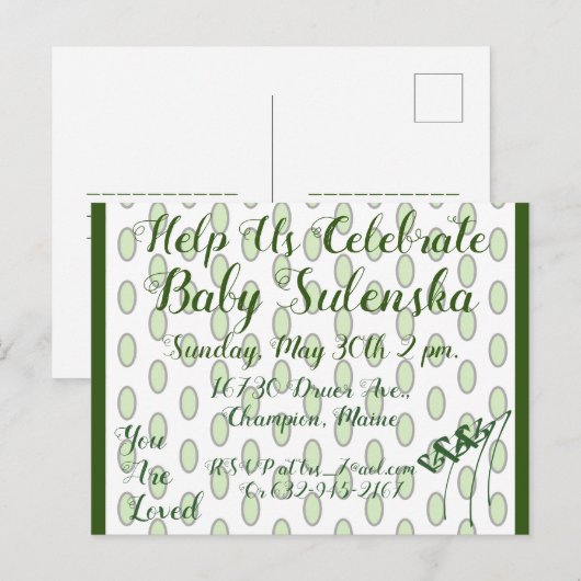 LavishlyOn Green愛されるハートノート インビテーションポストカード (正面/裏面)