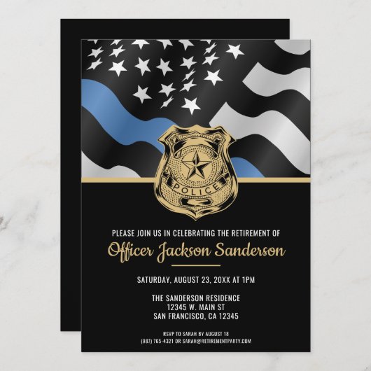 Law Enforcement Officer Police Retirement Party 招待状 (正面/裏面)