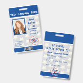 Law Enforcement Star, Blue, White Photo IDバーコード バッジ (表裏)