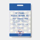 Law Enforcement Star, Blue, White Photo IDバーコード バッジ (裏面)