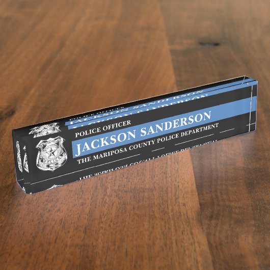 Law Enforcement Thin Blue Line Police Department デスクネームプレート (側面)