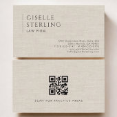 Law Firm Luxury Neutral Linen QR Code 名刺