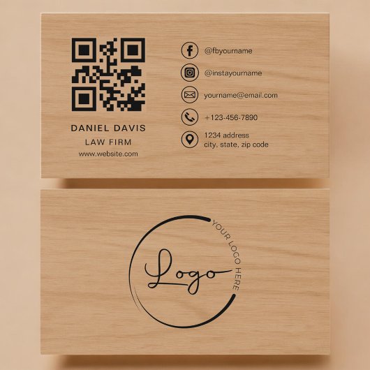 Law Firm Wood Professional QR Code 名刺
