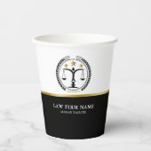 Law Justiceロゴ白黒金ゴールド 紙コップ (正面)