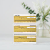 Law of Attraction 3 Blank Printable Gold Checks (スタンド正面)
