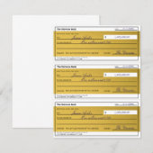 Law of Attraction 3 Blank Printable Gold Checks (正面/裏面)