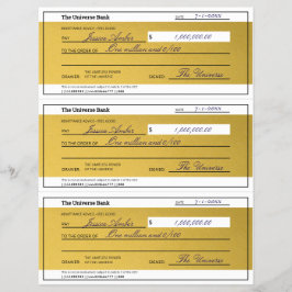 Law of Attraction 3 Blank Printable Gold Checks チラシ