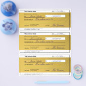Law of Attraction 3 Blank Printable Gold Checks チラシ (シングル)