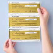 Law of Attraction 3 Blank Printable Gold Checks チラシ (手)