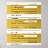 Law of Attraction 3 Blank Printable Gold Checks ポスター (正面)