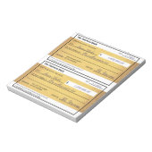 Law of Attraction Blank Money Check Gold 5.5" x 6" ノートパッド (回転)