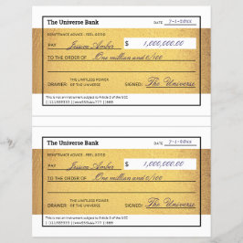 Law of Attraction Blank Printable Gold Check  チラシ
