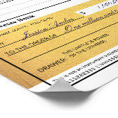 Law of Attraction Blank Printable Gold Check  ポスター (角)